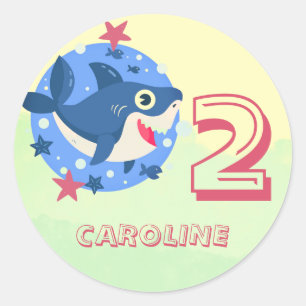 Sticker Rond Bébé requin enfants à tout âge anniversaire po