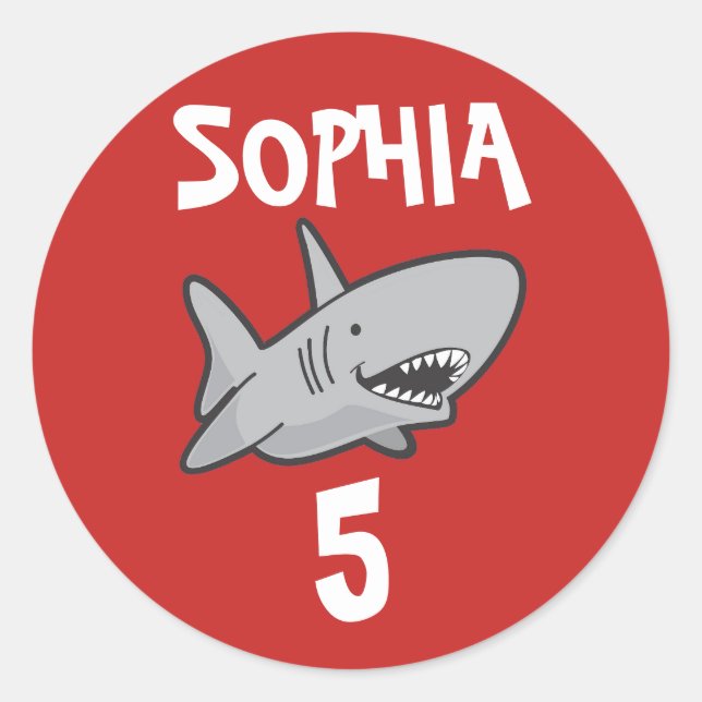 Sticker Rond Bébé requin rouge Anniversaire (Devant)