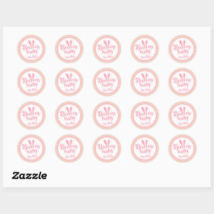 Sticker Rond Bébé rose mignon fille " Pâques personnalisées