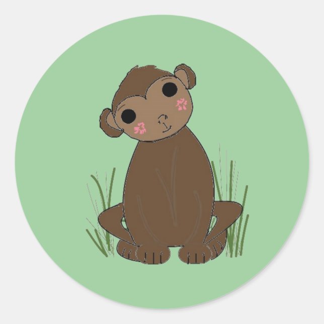 Sticker Rond Bébé singe de la jungle (Devant)