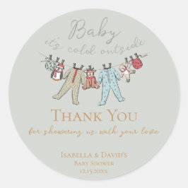 Sticker Rond Bébé son Baby shower froid à l'extérieur de l'hive