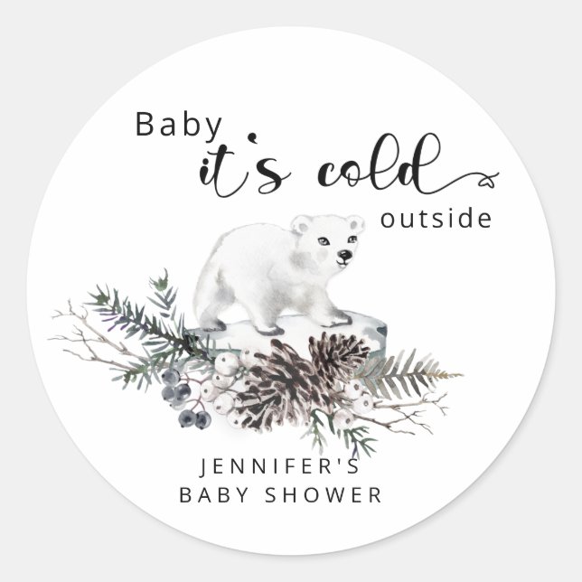 Sticker Rond Bébé son froid en dehors du baby shower (Devant)