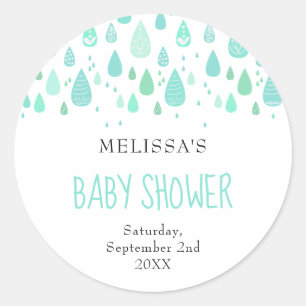 Sticker Rond Bébé sous la pluie Baby Shower / Sprinkle