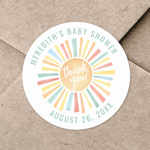 Sticker Rond Bébé Sun Boho : Célébration de Naissance