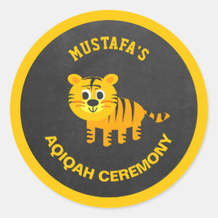 Sticker Rond Bébé Tigre Mignon Aqiqah