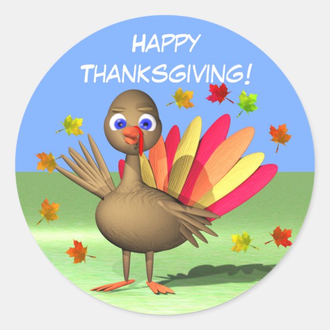 Sticker Rond Bébé Turquie de thanksgiving d'enfants (Devant)