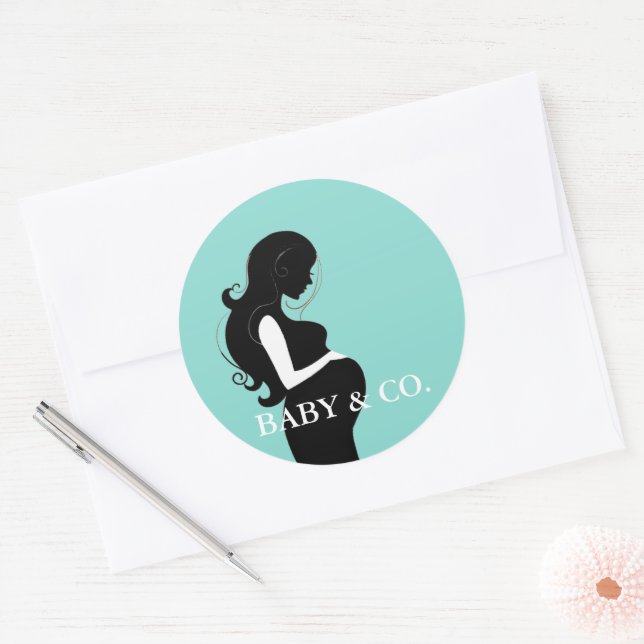 Sticker Rond BÉBÉ Turquoise Blue Tiara Party Sprinkle Douche (Enveloppe)