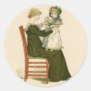 Sticker Rond Bébé victorien Greenaway Mère