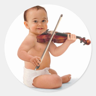 Sticker Rond Bébé violon