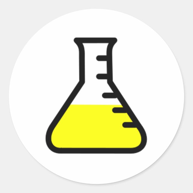 Sticker Rond Bécher de la science de la chimie (Devant)