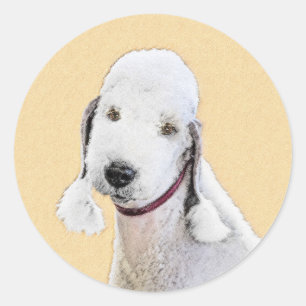 Sticker Rond Bedlington Terrier Peinture - Art Chien original