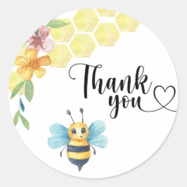 Sticker Rond Bee baby shower merci