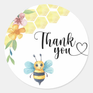 Sticker Rond Bee baby shower merci
