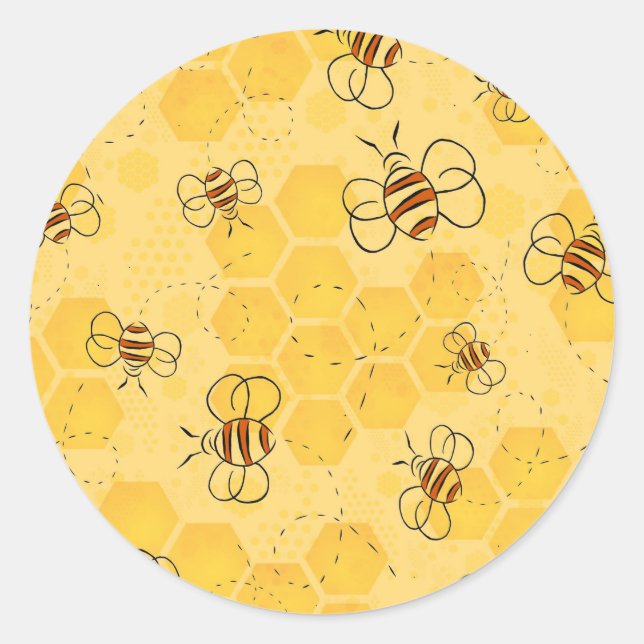 Sticker Rond Bee Buzzing Honey Bees mignonne (Devant)