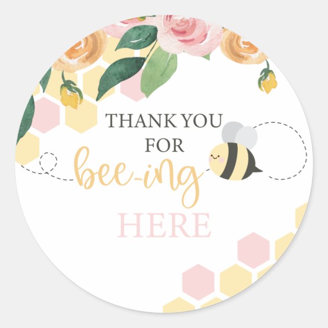 Sticker Rond Bee Day Bumblebee Anniversaire Merci (Devant)