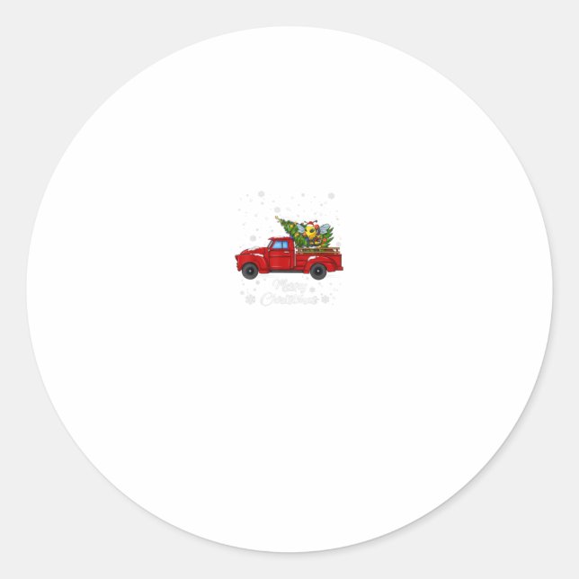 Sticker Rond Bee équitation Camion Rouge Joyeux Noël X-as laid (Devant)