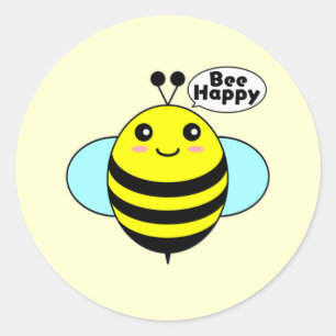 Sticker Rond Bee Happy 1