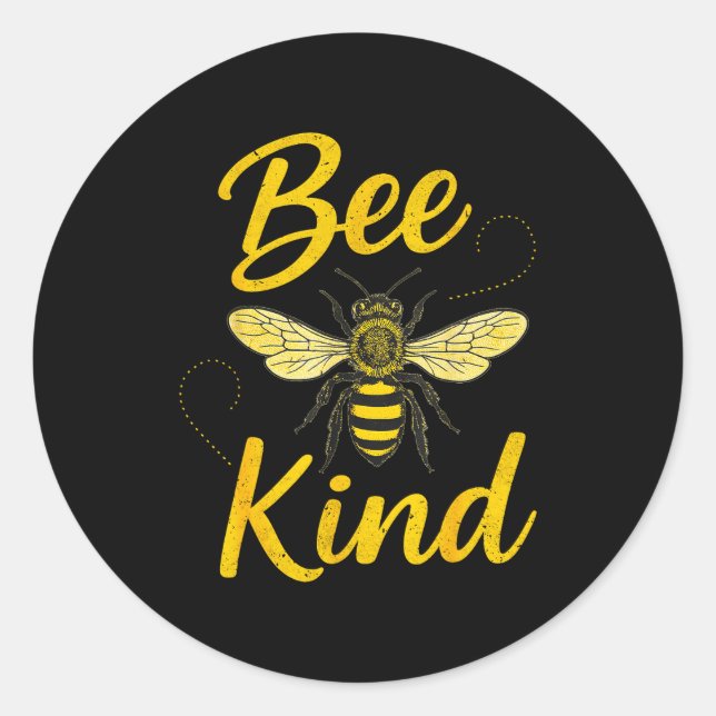Sticker Rond Bee Kind Sitive Quote Cute Funny Design For Kids  (Devant)