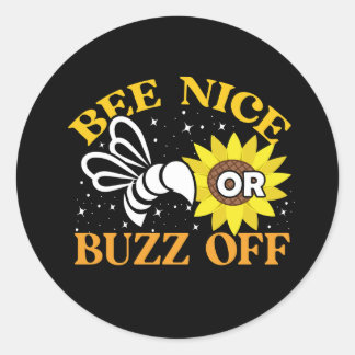 Sticker Rond bee nice buzz off