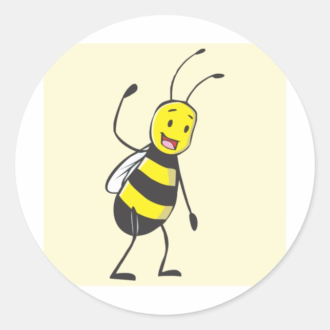 Sticker Rond Bee Shirt | Custom Bee Waving Main Come (Devant)