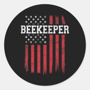 Sticker Rond Beekeeper Drapeau américain Patriot Patriotique Us