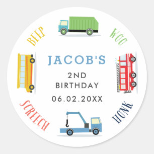 Sticker Rond Beep hurle woo bleu fête d'anniversaire