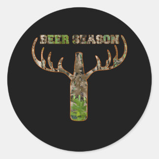 Sticker Rond Beer Season Hunting Season Venin For Hunter