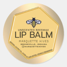 Beeswax Lip Balm 3D Hexagon jaune avec abeille