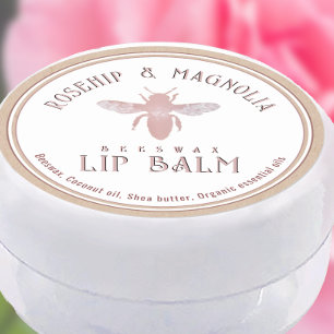 Sticker Rond Beeswax Lip Balm Stylisé Rose Queen Bee Kraft