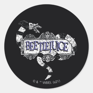 Sticker Rond Beetlejuice   Sandworm Coiled on Beetlejuice Logo