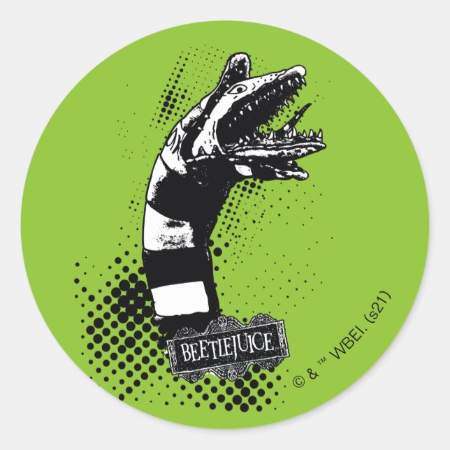 Sticker Rond Beetlejus | Illustration du ver de sable (Devant)