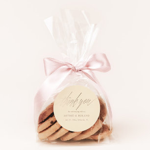 Sticker Rond Beige & Faux Gold Wedding Favoriser