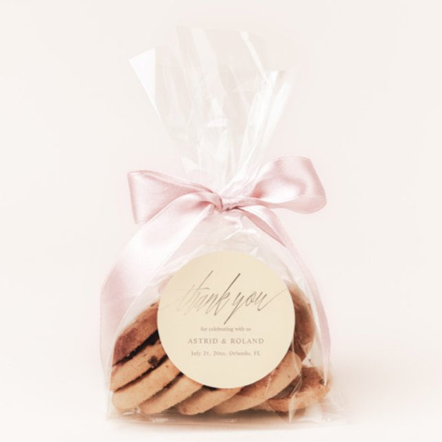 Sticker Rond Beige & Faux Gold Wedding Favoriser (Créateur téléchargé)