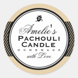 STICKER ROND BEIGE | SAVON PERSONNALISÉ ET BÂTIMENT À BOUGIES