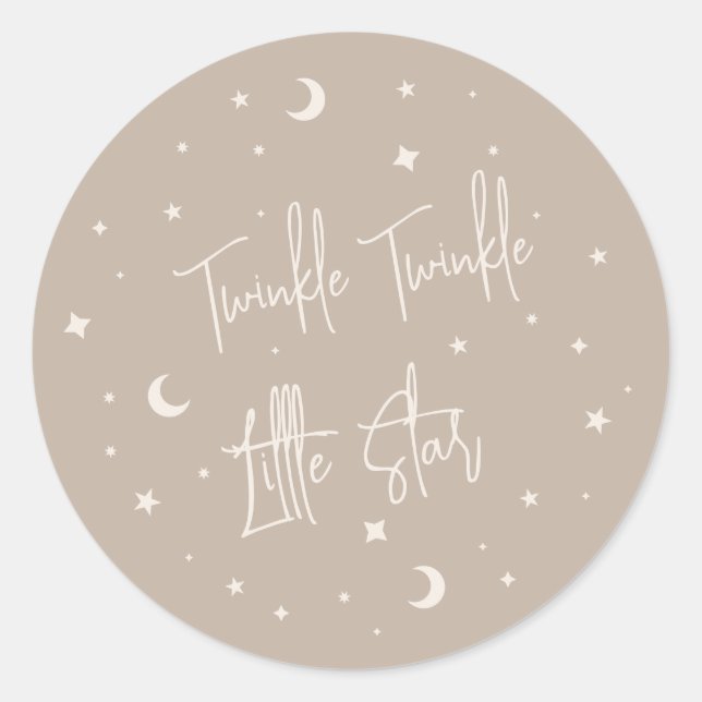 Sticker Rond Beige Twinkle Twinkle Little Star Baby Shower (Devant)