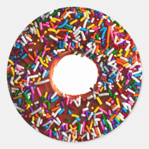 Sticker Rond Beignet de chocolat avec des Jimmies