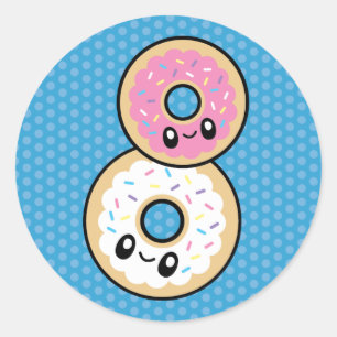 Sticker Rond Beignet mignon de nourriture de petit déjeuner