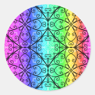 Sticker Rond Bel arc-en-ciel en pastel