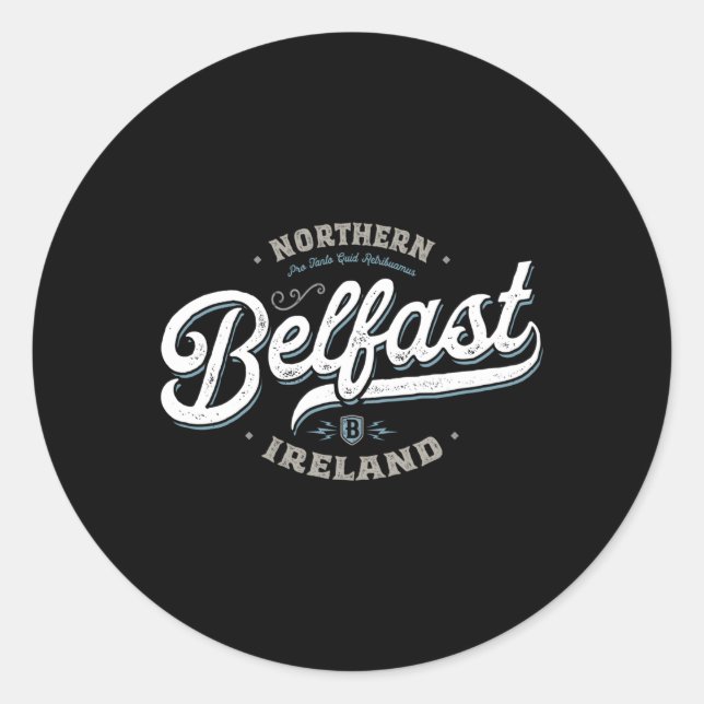 Sticker Rond Belfast Northern Ireland City Travel Capital (Devant)