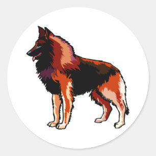 Sticker Rond Belge Shepard, Tervuren