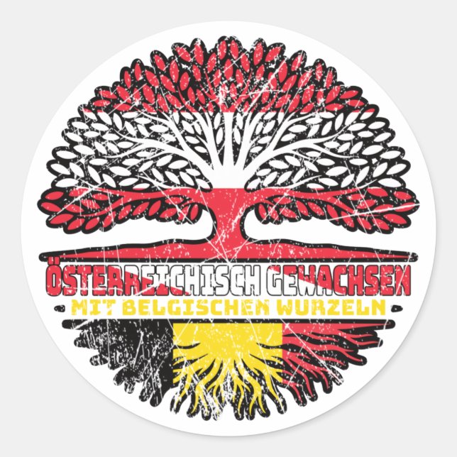 Sticker Rond Belgique Belgique Autriche Autriche Baum (Devant)