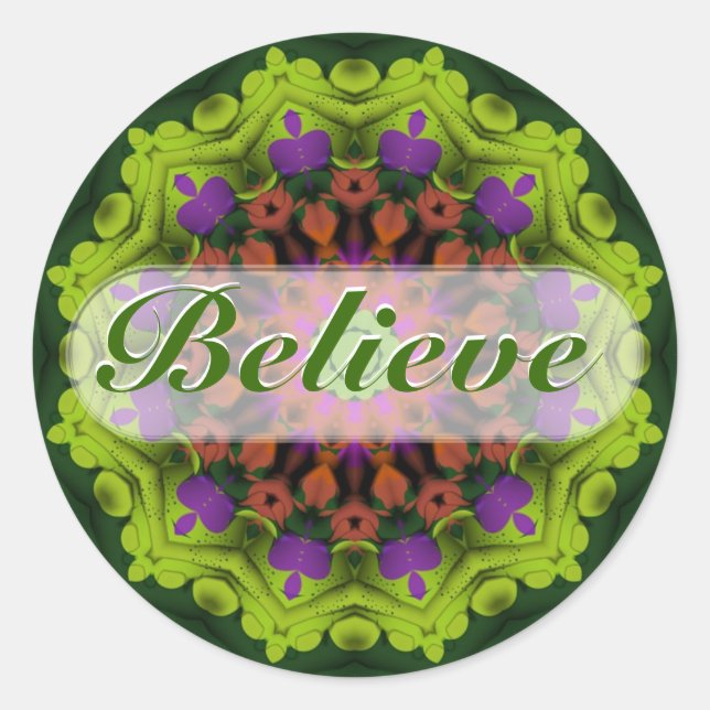Sticker Rond Believe : Inspirational : Geometry Mandala Art (Devant)