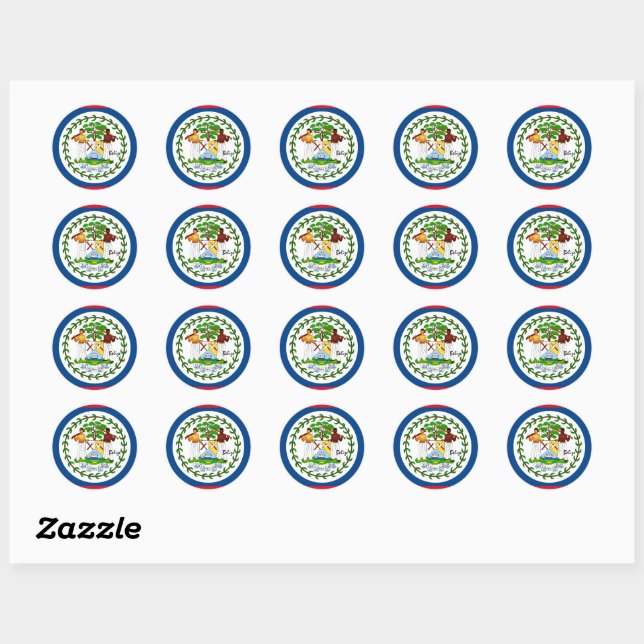 Sticker Rond Bélize & Belizé drapeau patriotes, vacances / spor (Feuille)