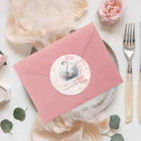 Belle Adresse de Retour Florale Cygne Damassé