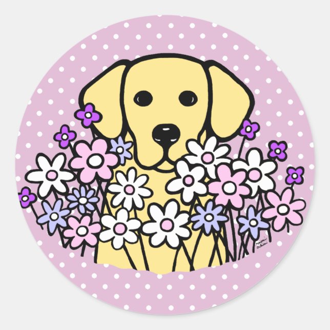 Sticker Rond Belle Âme Jaune Labrador Illustration 2 (Devant)