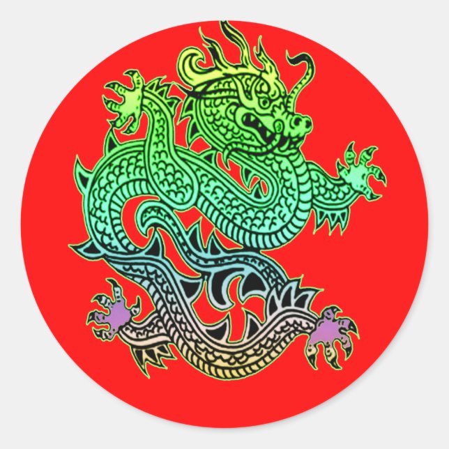 Sticker Rond Belle année des dons de dragon (Devant)