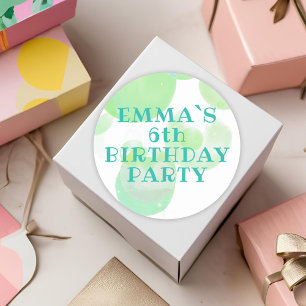 Sticker Rond Belle Anniversaire de enfant de bulles verte et bl