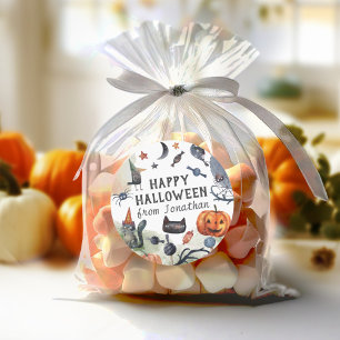 Sticker Rond Belle Aquarelle Anniversaire de enfant Halloween