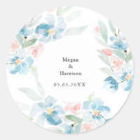 Belle aquarelle bleu rose et fleurs bleues