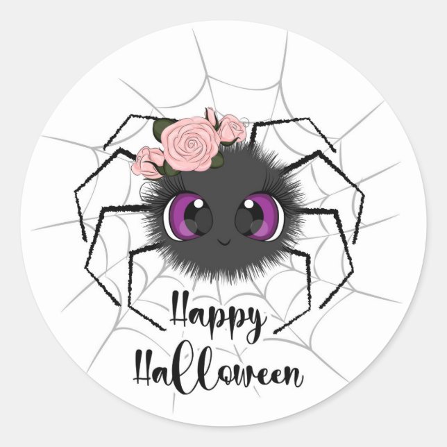 Sticker Rond Belle araignée et Rose (Devant)